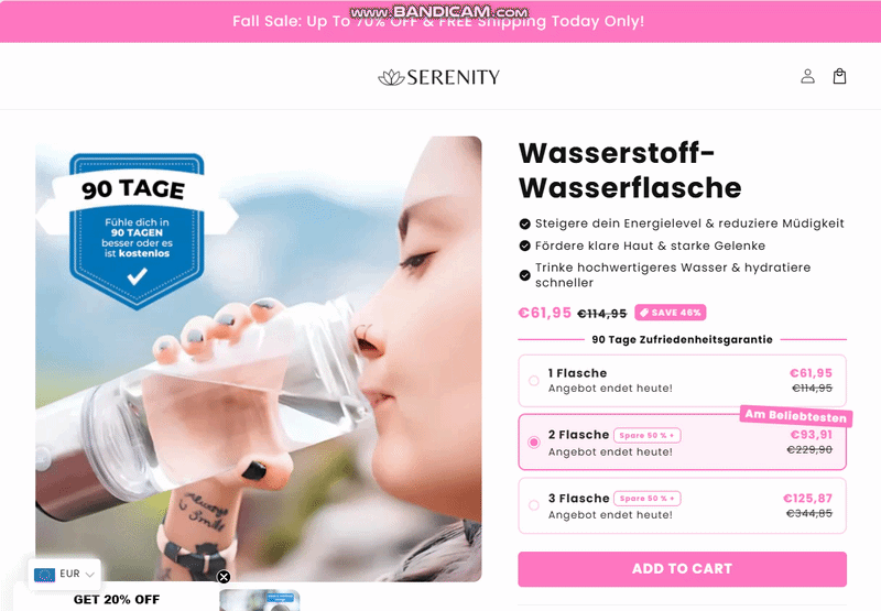 Serenity Wasserstoff-Wasserflasche